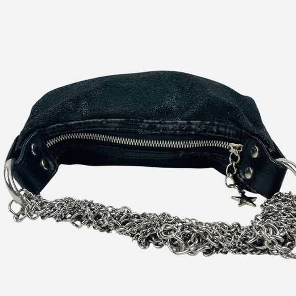 VTG 2000s Black Paris Hilton Chain Strap Mini Bag Purse Charms DISTRESSED WORN - Picture 5 of 16